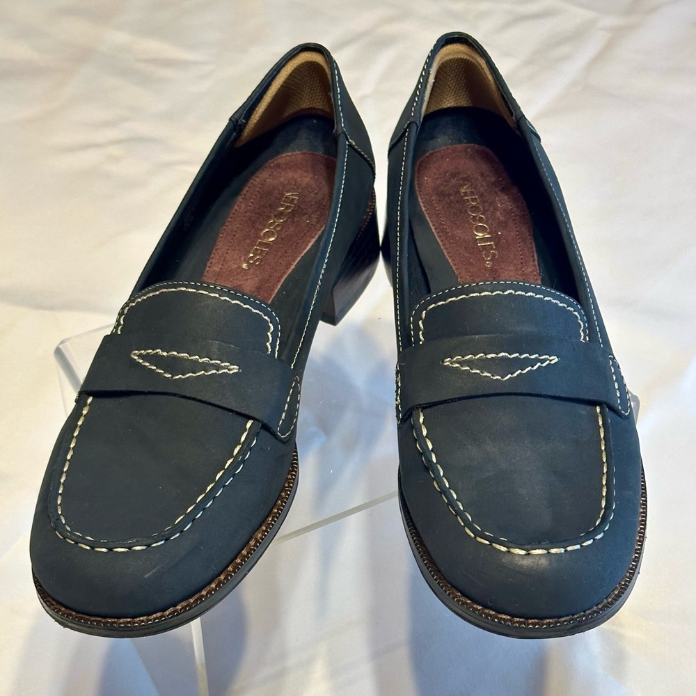 Aerosoles blue leather loafers 9 1/2 M. Only worn twice.